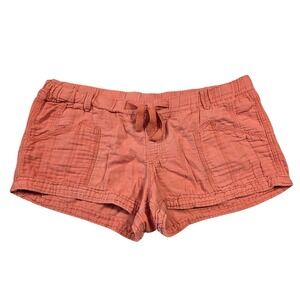 Mossimo Supply Womens XL Coral Orange Cotton Gauze Drawstring Shorts Casual Y2k